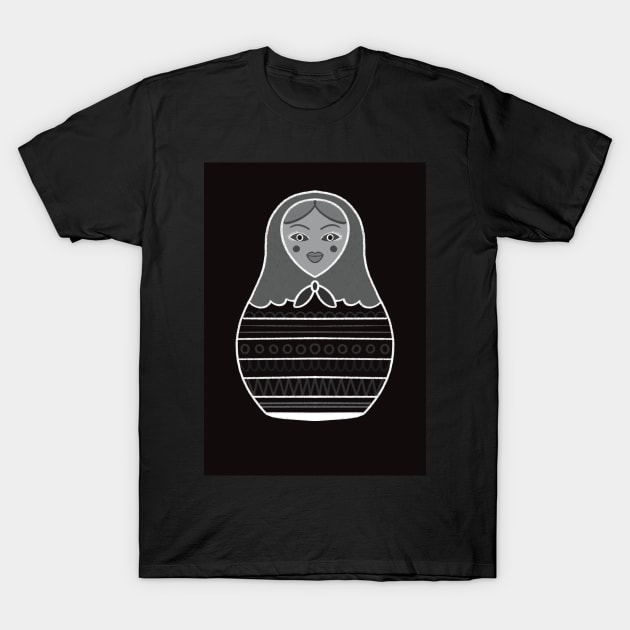 Black & White Russian Doll T-Shirt by Slepowronski